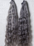 Bougietto Bundles Raw wavy Indian hair in elegant grey with beautiful natural curls